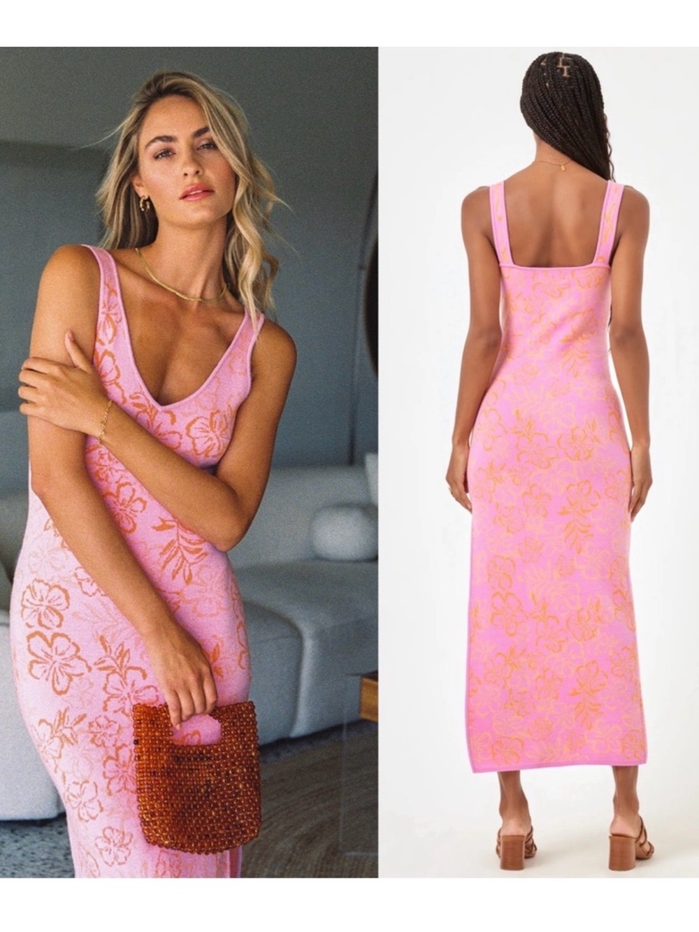 l*space Pink and Orange Floral Maxi Dress